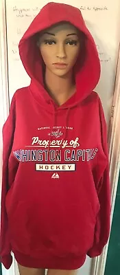 Majestic Washington Capitals Hockey Therma Base Red Hoodie Jacket Medium • $29.95