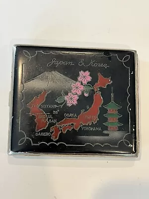 Cigarette Case Black Vintage 1950'S JAPAN & KOREA Island Outline Rockabilly • $30