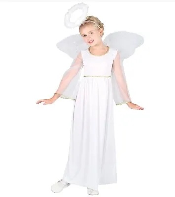 Girls Angel Costume White Kids Nativity Xmas Christmas Fairy Fancy Dress  3-13 • £12.99
