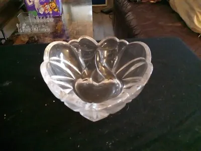 Gorham Crystal Bowl Heart Shaped Hand Blown Glass Candy Dish Bow GORGEOUS • $3.99
