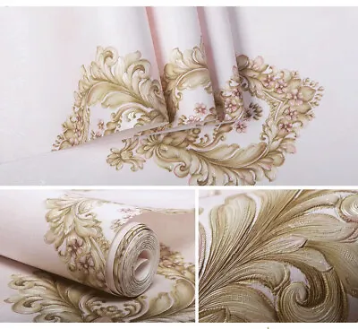 9.5M AB 6 Colors Luxury Damask Wallpaper Embossed Murals Textured Non-woven Roll • $52.79