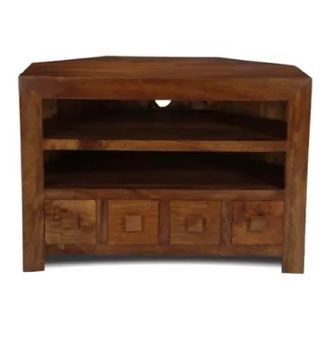 £80 • Buy Living Room Furniture Dark Dakota Solid Mango Wood 4 Drawer Corner Tv Unit (20n)