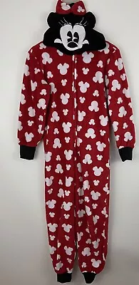 Minnie Mouse Pajamas Disney Character One Piece Hoodie Soft Fleece Sz S • $12