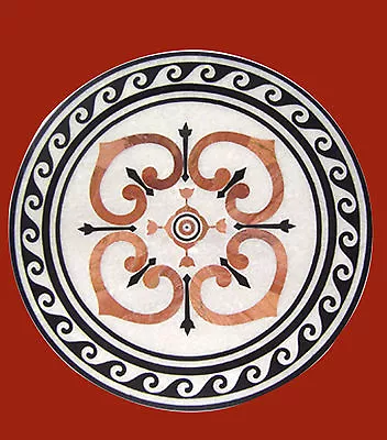  24''x24'' Marble Dining Round Center Inlay Table Top Rare Mosaic Floral Decor • $670.50