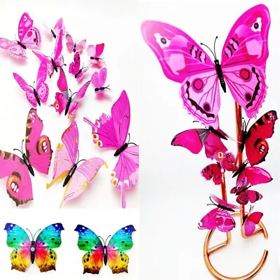 12pcs 3D Butterfly Wall Stickers Art Decals Home All Room Decorations Decor Kids • £3.60