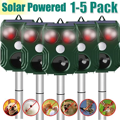1-5Pack Solar Ultrasonic Animal Repeller Outdoor Pest Cat Dog Mice Deer Sensor • $14.95