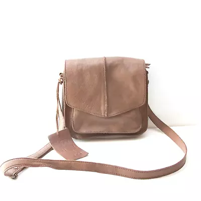 Anthropologie Rock Paper Scissors RPS Crossbody Leather Brown Bag Purse Logo • £33.75