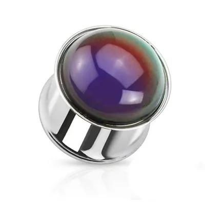 Flesh Ear Tunnel Plug Piercing Steel Double Flared Mood Ring Steinkuppel • $8.12