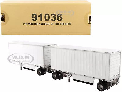 Wabash National 28' Double Pup Trailers White 1/50 Model Diecast Masters 91036 • $84.99