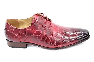 Mens Masimo Ruby Alligator Print Pointed Toe Lace-up Formal Dress Shoes 2579-04 • $62.99