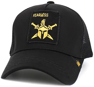 Fearless Spartan Helmet Molon Labe Black Trucker Style Hat By KB Ethos • $19.99