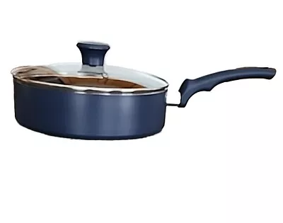 T-FAL ~ BLUE ~ 3 Quart ~ Sauté Pan W/Lid ~ Non-Stick ~ Thermo-Spot ~ Cookware • $40