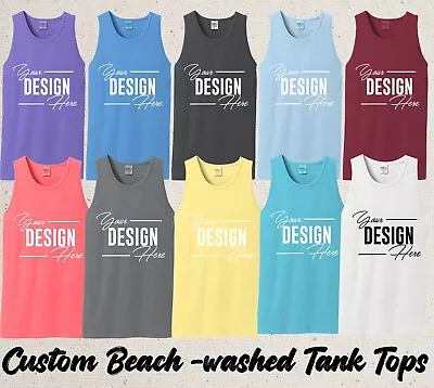 Ink Stitch Design Your Own Custom Printed Beach Washed Tank Tops • $31.99