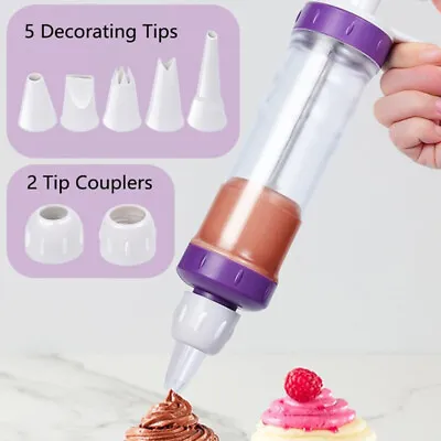 Icing Piping Cake Decorating Pen Syringe Pastry Icing Nozzle Set Tool Baking • £8.54