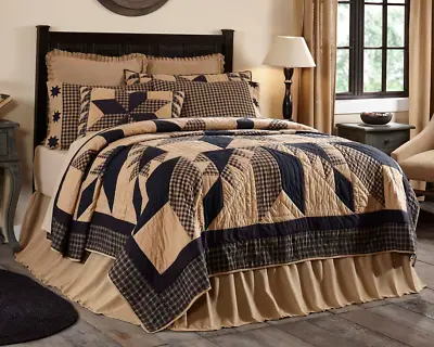 Dakota Black Star Quilt Sham Pillow : Primitive Rustic Patchwork Country Cabin • $31.95