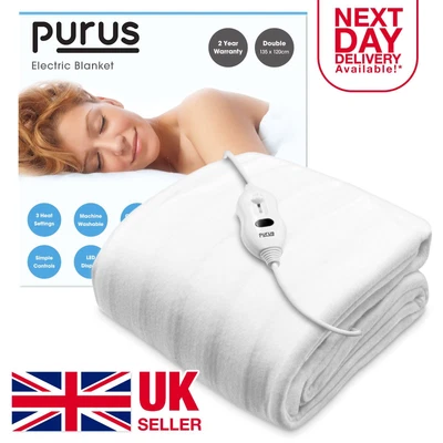 Purus Electric Blanket Heated Winter Warming Single Double King • £19.99