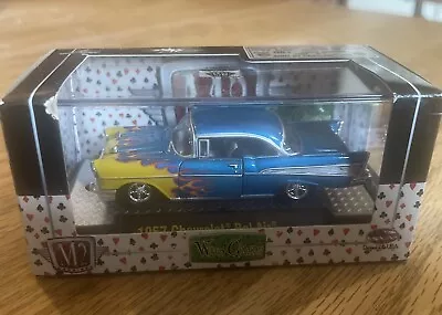 M2 Machines 1957 Chevrolet Bel Air Wild Cards 1:64 Blue W/Flames Unopened Box • $18