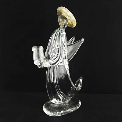 Ferro & Lazzarini Murano Glass Angel Candleholder Gold Candlestick 8.5  READ ALL • $65