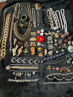 Vintage HUGE Womens Jewelry Lot Avon Coro Art Deco Etc. 60 Plus Pieces • $40