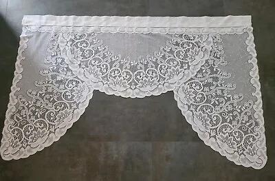 BB Cottagecore Vintage Lace Curtain Tier Scalloped Cotton Blend White • $10