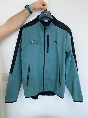 Mercedes AMG Petronas T7 Sweatshirt Sweat Jacket By PUMA - Teal Color - Size L • £79.99