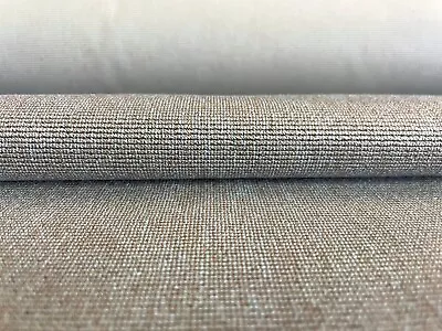 17 Yds Ice Blue & Brown Epingle Upholstery Fabric - Possibly Luna Textiles Salon • $238