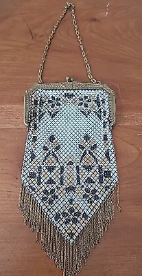 Lovely Mandalian Mint Green & Gold Mesh Purse With Flower Motif 7.5  H28 • $119.99