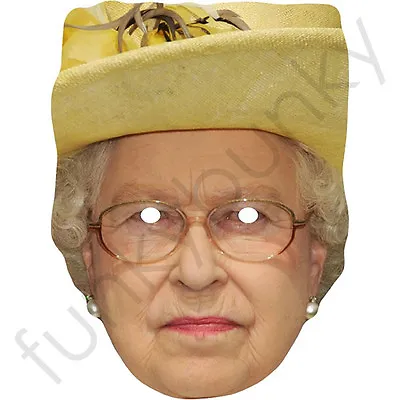 Queen Elizabeth Yellow Hat Royal Celebrity Card Face Mask - Fancy Dress • £1.65