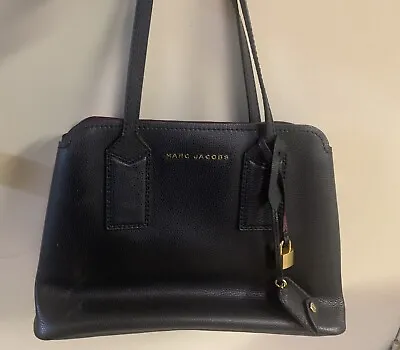 Marc Jacobs The Editor Black Italian Leather W Burgundy Tote Handbag Purse • $199.99