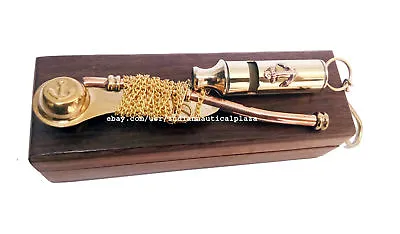 $30.02 • Buy Nautical Maritime Brass/Copper Boatswain Whistle~Bosun Call Pipe~with Wood Box