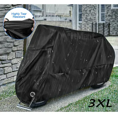 $29.21 • Buy XXXL Motorcycle Cover Waterproof Black Fit For Winter Outside Storage Snow Rain