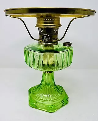 Aladdin B-102 Light Green Crystal Corinthian 1935-1936 Oil Lamp • $250