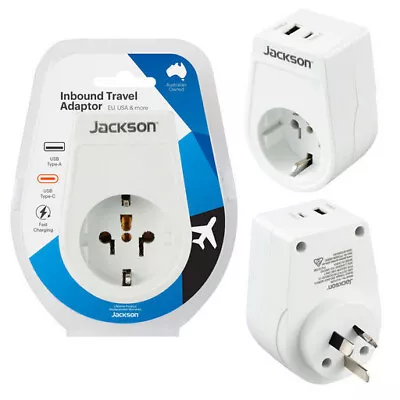 Inbound USB USB-C Travel Power Adaptor USA UK Europe Asia To Australian Plug • $27.45