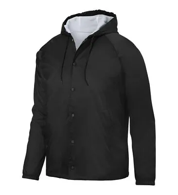 Augusta Sportswear Front Pockets Long Sleeve Draw Cord Hooded Coach Jacket 3102 • $29.33