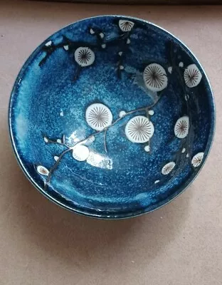 World Market Cherry Blossom Soup Cereal Bowl  Cobalt Blue 7144733 • $14.99