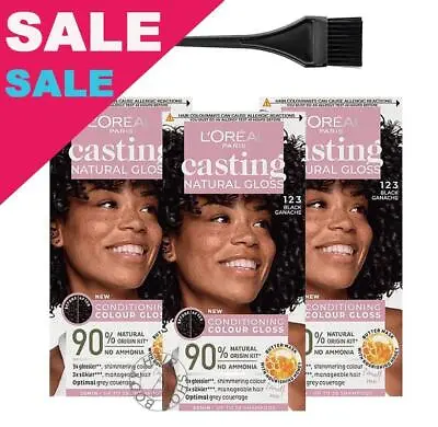 L'Oreal Casting Creme 123 Black Ganache Ammonia Free Hair Color Value Pack X 3 • £51.98