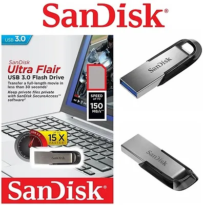 USB Drive 3.0 32GB 64GB 128GB 16GB SanDisk Ultra Flair CZ73 Flash Drive Memory  • $12.95