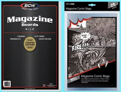 25 BCW MAGAZINE SIZE 8.5  X 11  BACKING BOARDS & ULTRA PRO BAGS Storage Backer • $21.69