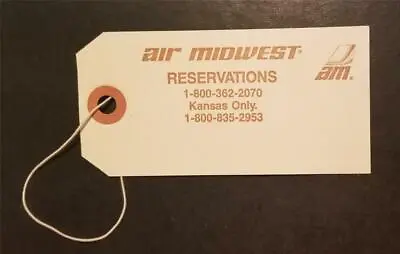 AIR MIDWEST Airlines 1980s Baggage Tag Unused Kansas City • $3.99