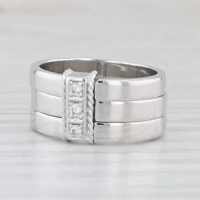 Diamond 3-Stone 3-Band Ring 18k White Gold Size 6 Penny Preville • $1599.99