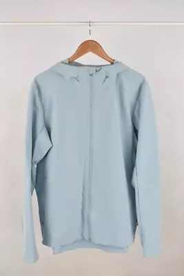 Lulu Lemon Light Blue Zip Up Running Jacket Hooded Activewear Women's Size L • £49.99