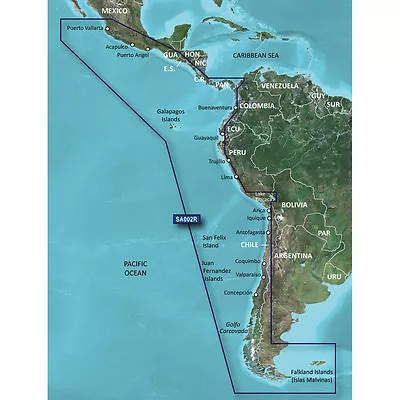 Garmin BlueChart G3 Vision - VSA002R - South America West Coast - MicroSD/SD • $310