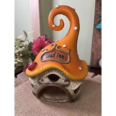 Whimsical Resin Orange Mushroom Toad Inn Fairy Garden Mushroom House Decor U57 • $28