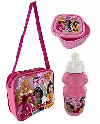 Disney Princess 3Pc Lunch Set Lunch Bag Drink Bottle Sandwich Box  • £13.49