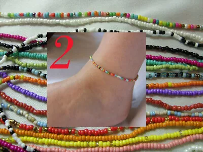 £3.50 • Buy 2 X Seed Beads Ankle Bracelets Anklets Barefoot Foot Chains Hippy Beach Festive