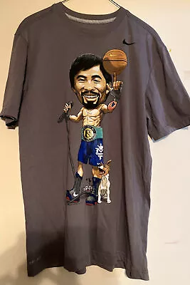 $11.90 • Buy Nike Dri Fit Shirt Men's Medium Grey Manny Pacquiao & Pacman Jack Russel Terrier