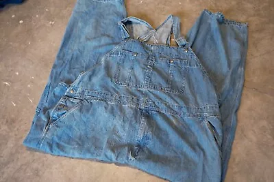 Vintage Craftsman Denim Light Wash Bib Overalls Size 52x30 Workwear Distressed • $14.50