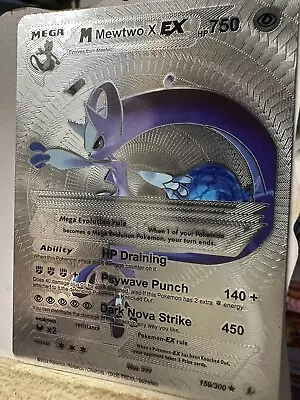 Pokemon M Mewtwo X EX Silver 💥Foil Fan Art  Card Hp750  NM/M • $2.70