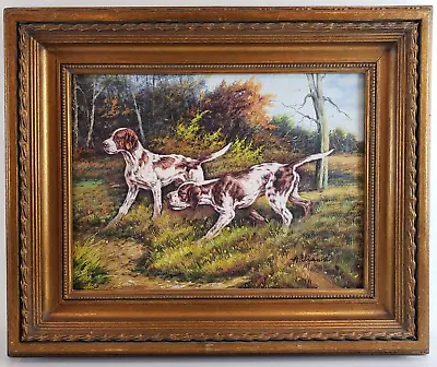 £208.81 • Buy Pair Of Hunting Hound Dogs Oil Painting On Canvas Framed Art (18.5  X 22.5 )