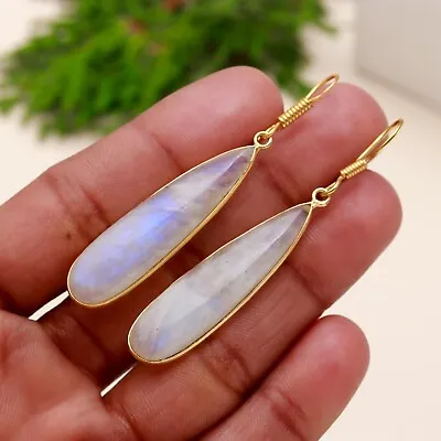 Rainbow Moonstone Gemstone Teardrop Handmade 925 Sterling Silver Earring Jewelry • $14.99